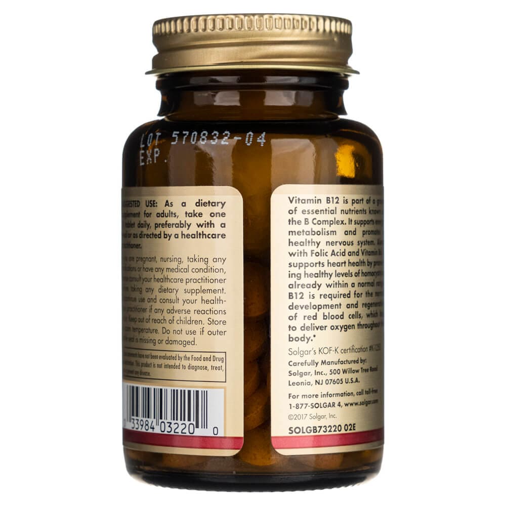 Solgar Vitamina B12 500 mcg - 100 Tabletas - Imagen 3
