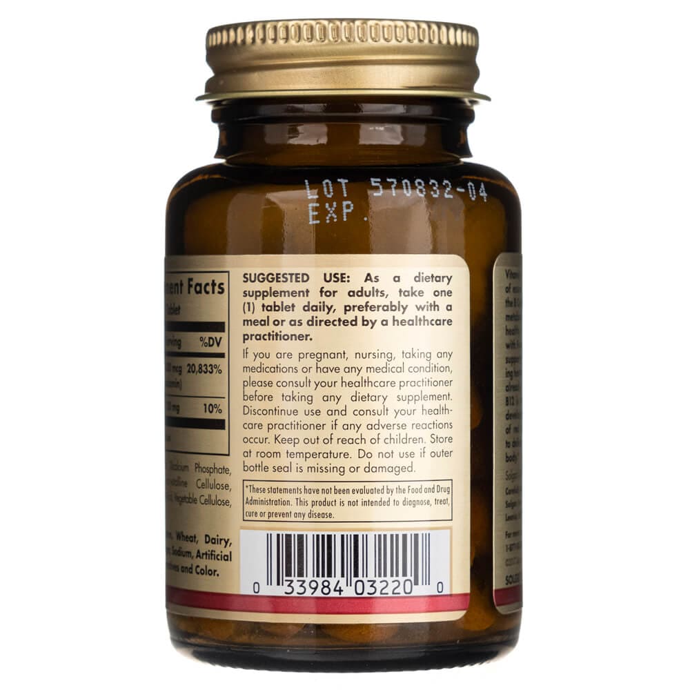 Solgar Vitamina B12 500 mcg - 100 Tabletas - Imagen 4