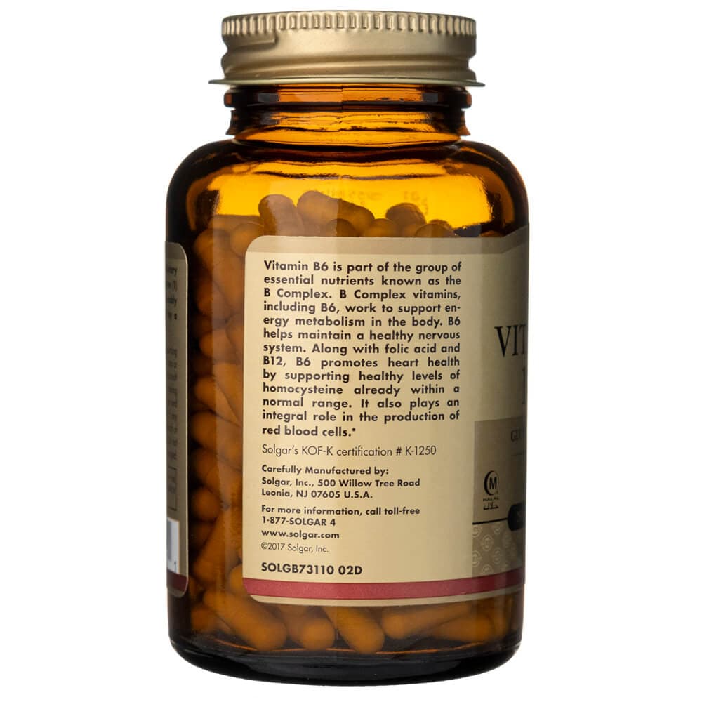 Solgar Vitamina B6 100 mg - 250 Cápsulas Vegetales - Imagen 5