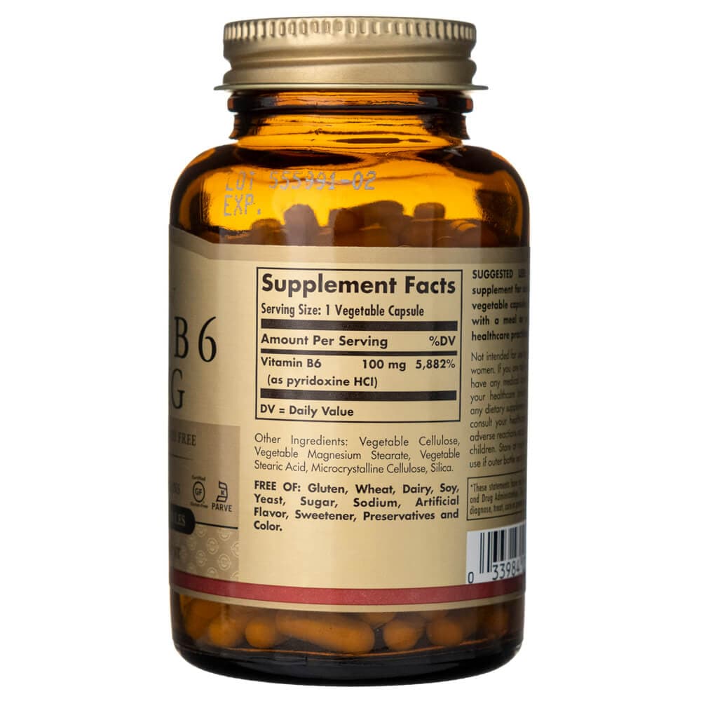 Solgar Vitamina B6 100 mg - 250 Cápsulas Vegetales - Imagen 2