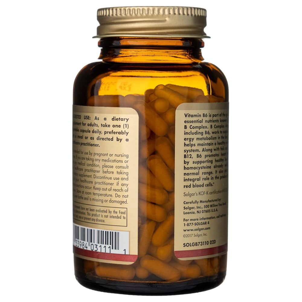 Solgar Vitamina B6 100 mg - 250 Cápsulas Vegetales - Imagen 4
