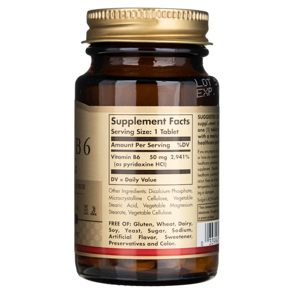 Solgar Vitamina B6 50 mg - 100 Tabletas - Imagen 3