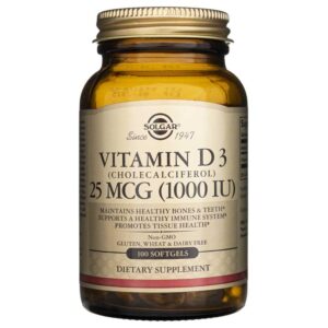 Solgar Vitamina D3 25 mcg (1000 UI) - 100 Cápsulas blandas