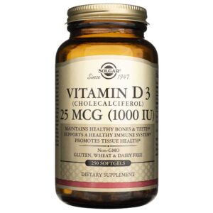 Solgar Vitamina D3 25 mcg (1000 UI) - 250 Cápsulas blandas