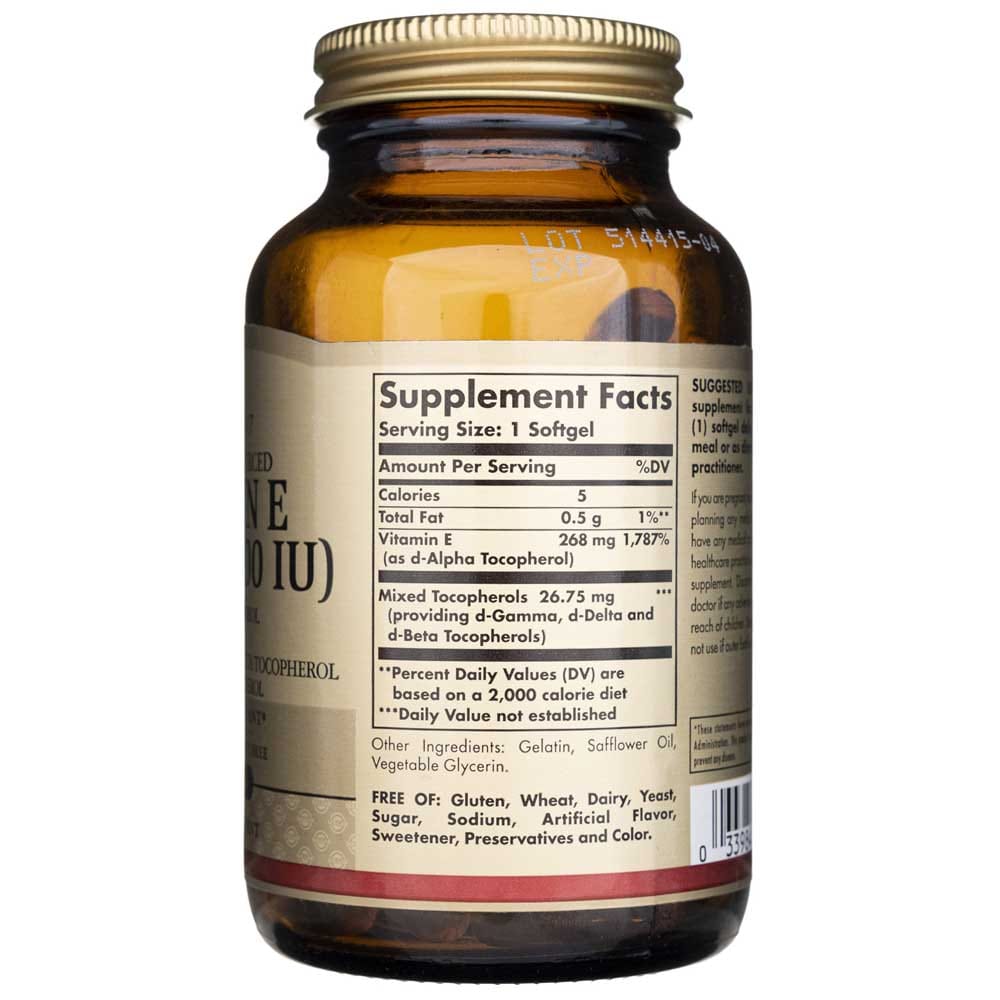 Solgar Vitamina E 268 mg - 100 Cápsulas blandas - Imagen 2