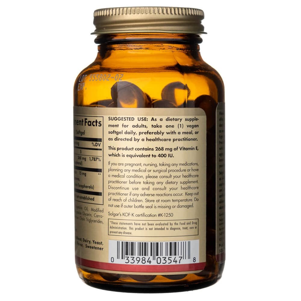 Solgar Vitamina E 268 mg (400 UI) (d-Alfa tocoferol) - 100 Cápsulas blandas - Imagen 3