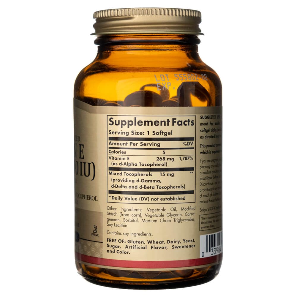 Solgar Vitamina E 268 mg (400 UI) (d-Alfa tocoferol) - 100 Cápsulas blandas - Imagen 2
