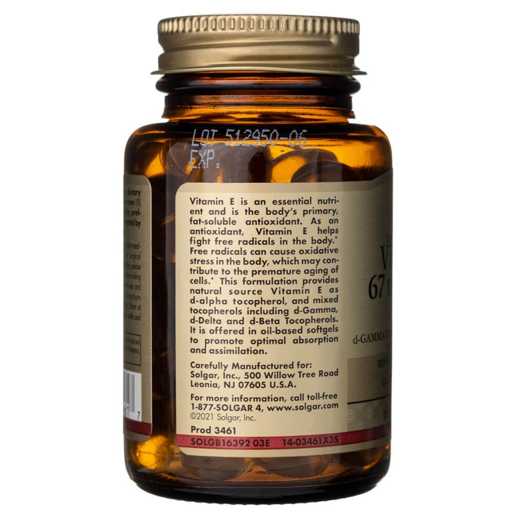 Solgar Vitamina E 67 mg (100 UI) (d-Alfa tocoferol) - 100 cápsulas blandas - Imagen 5