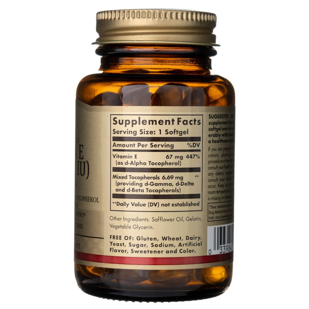 Solgar Vitamina E 67 mg (100 UI) (d-Alfa tocoferol) - 100 cápsulas blandas - Imagen 2