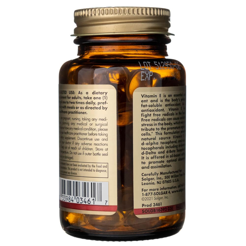 Solgar Vitamina E 67 mg (100 UI) (d-Alfa tocoferol) - 100 cápsulas blandas - Imagen 4