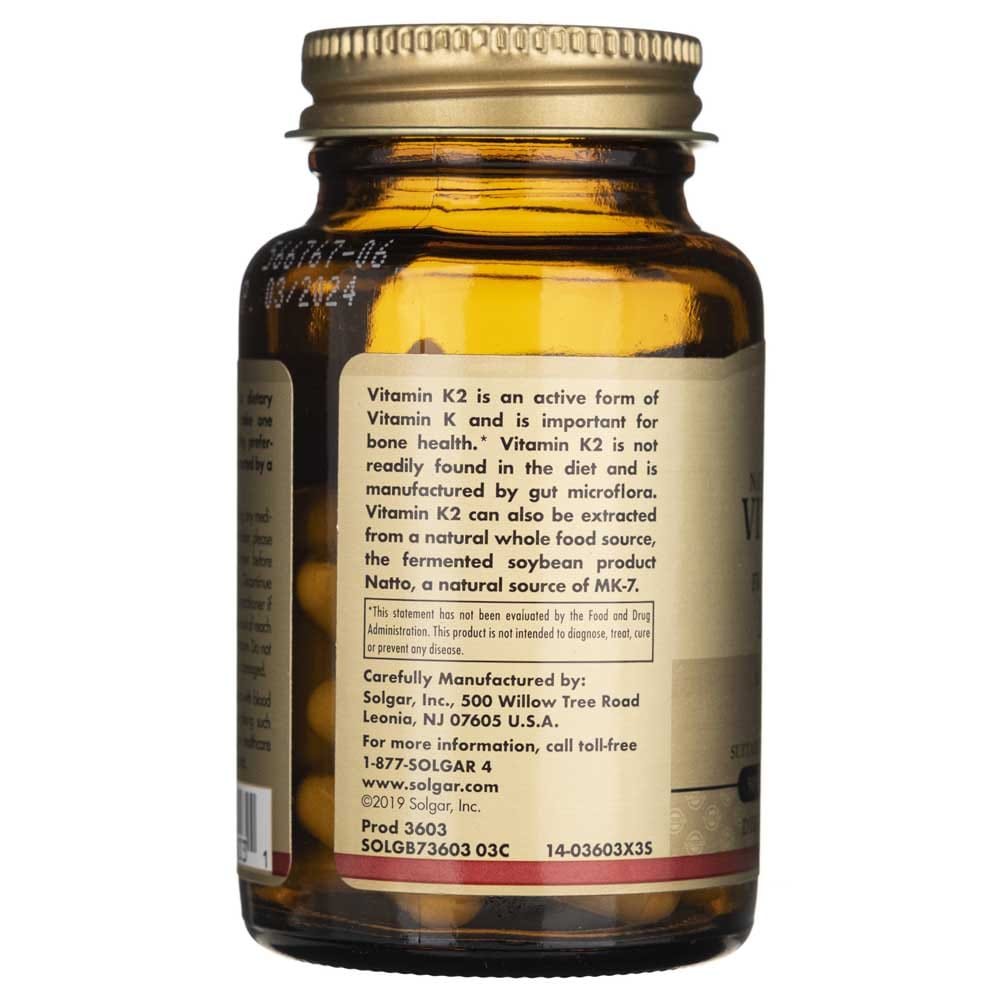 Solgar Vitamina K2 MK-7 100 mcg - 50 Cápsulas Vegetales - Imagen 4