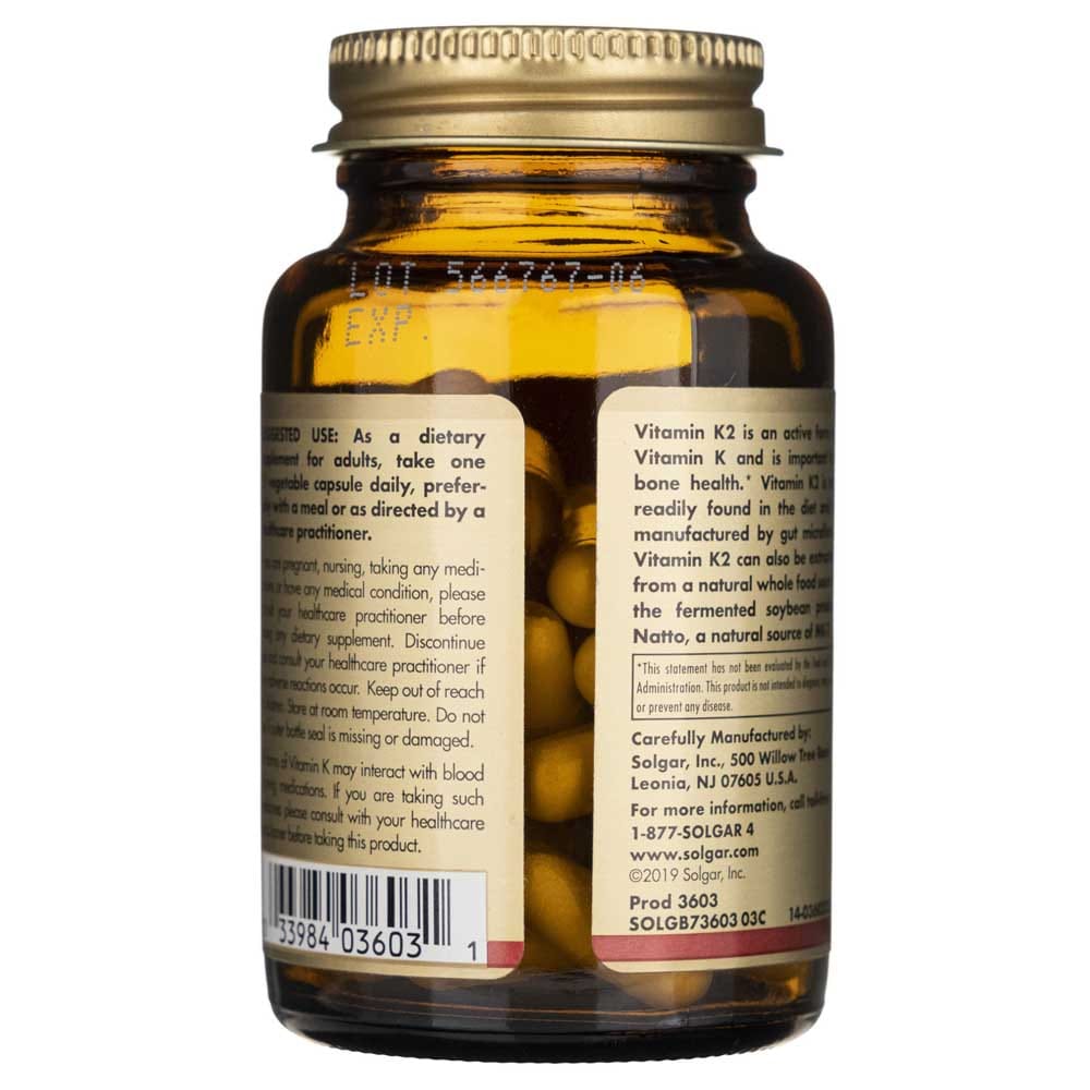 Solgar Vitamina K2 MK-7 100 mcg - 50 Cápsulas Vegetales - Imagen 5