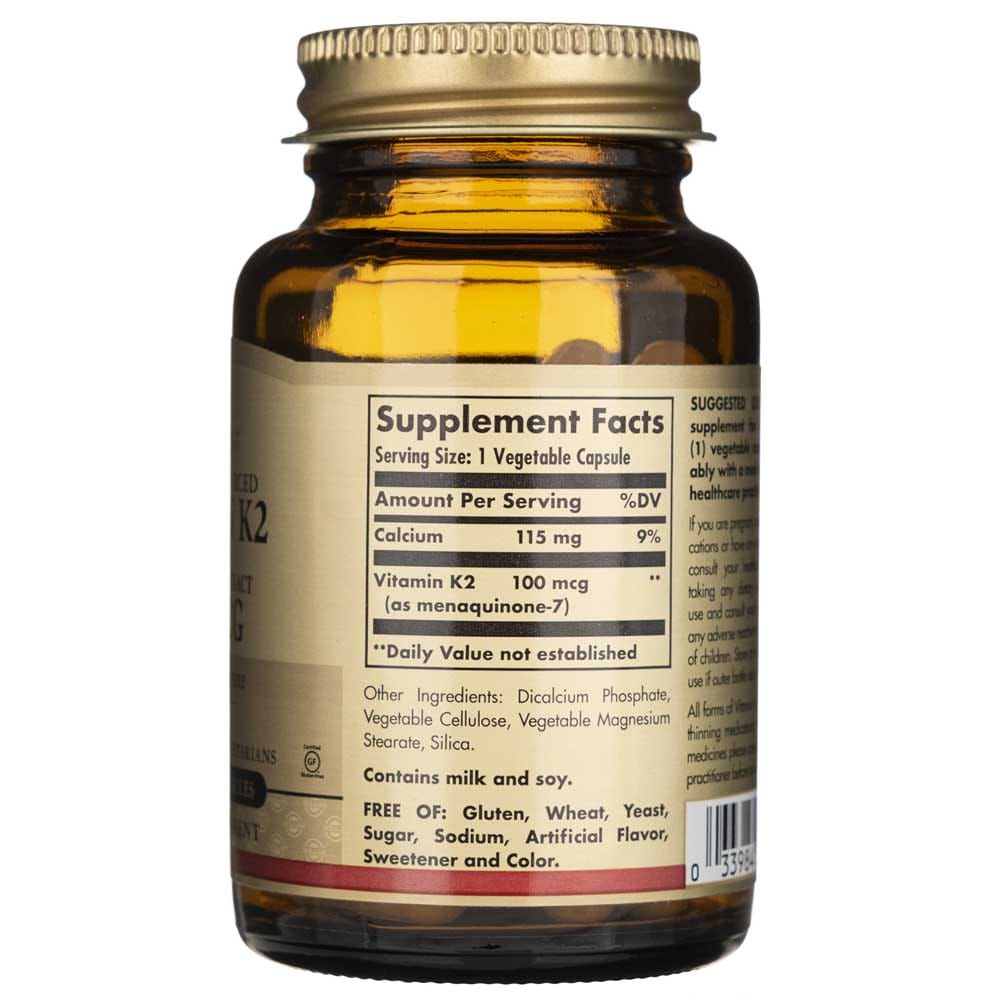 Solgar Vitamina K2 MK-7 100 mcg - 50 Cápsulas Vegetales - Imagen 2