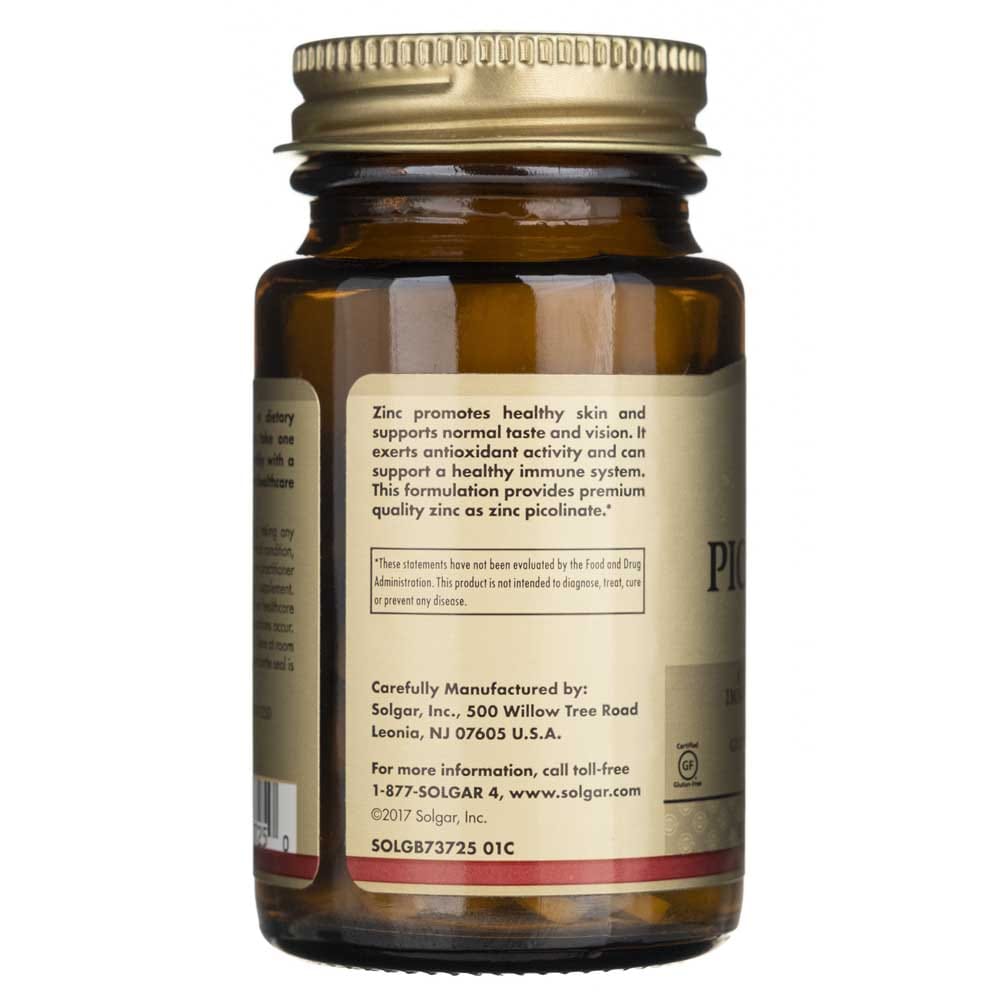 Solgar Picolinato de Zinc 22 mg - 100 Tabletas - Imagen 3