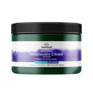 Swanson Citrato de magnesio en polvo 100% puro - 244g