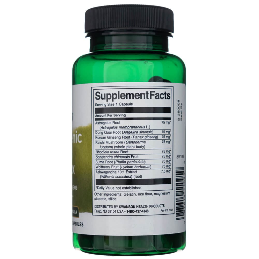 Swanson Complejo Herbal Adaptogénico con Rhodiola, Ashwagandha y Ginseng - 60 Cápsulas - Imagen 2