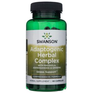 Swanson Complejo Herbal Adaptogénico con Rhodiola, Ashwagandha y Ginseng - 60 Cápsulas