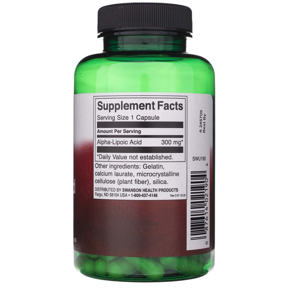 Swanson Ácido Alfa Lipoico (ALA) 300 mg - 120 Cápsulas - Imagen 2