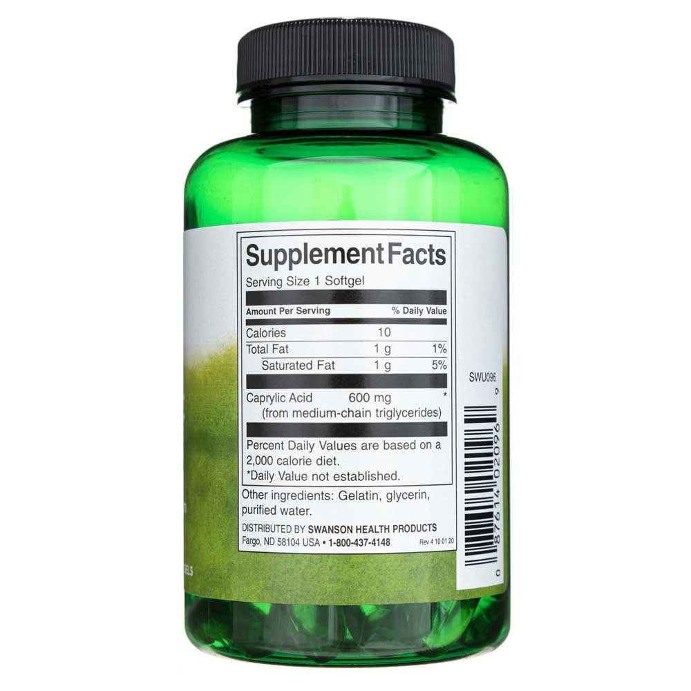 Swanson Ácido caprílico 600 mg - 60 cápsulas blandas - Imagen 2