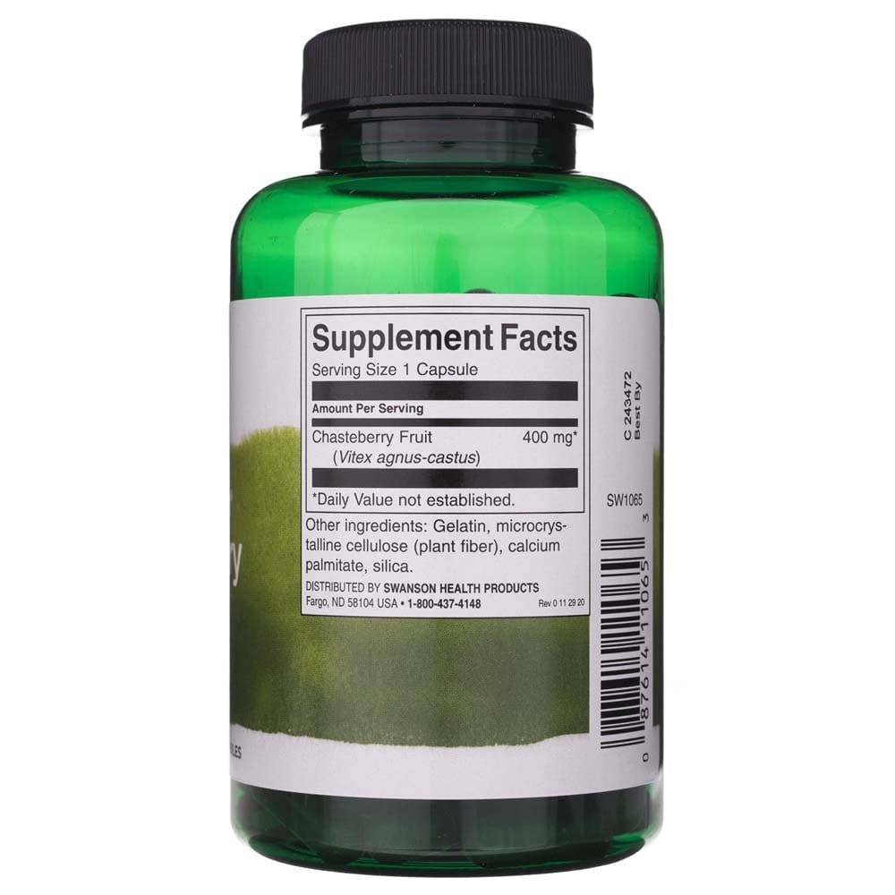 Swanson Fruto de sauzgatillo 400 mg – 120 cápsulas - Imagen 2