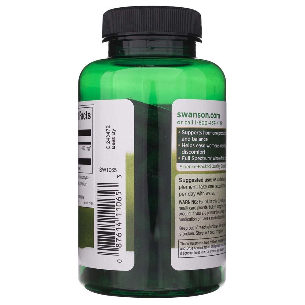 Swanson Fruto de sauzgatillo 400 mg – 120 cápsulas - Imagen 4