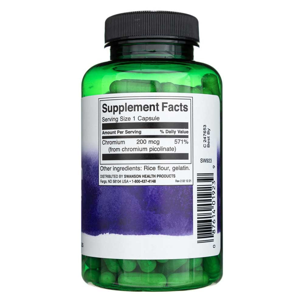 Swanson Picolinato de cromo 200 mcg - 200 cápsulas - Imagen 2