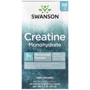 Swanson Monohidrato de creatina, Sin sabor – 30 sobres
