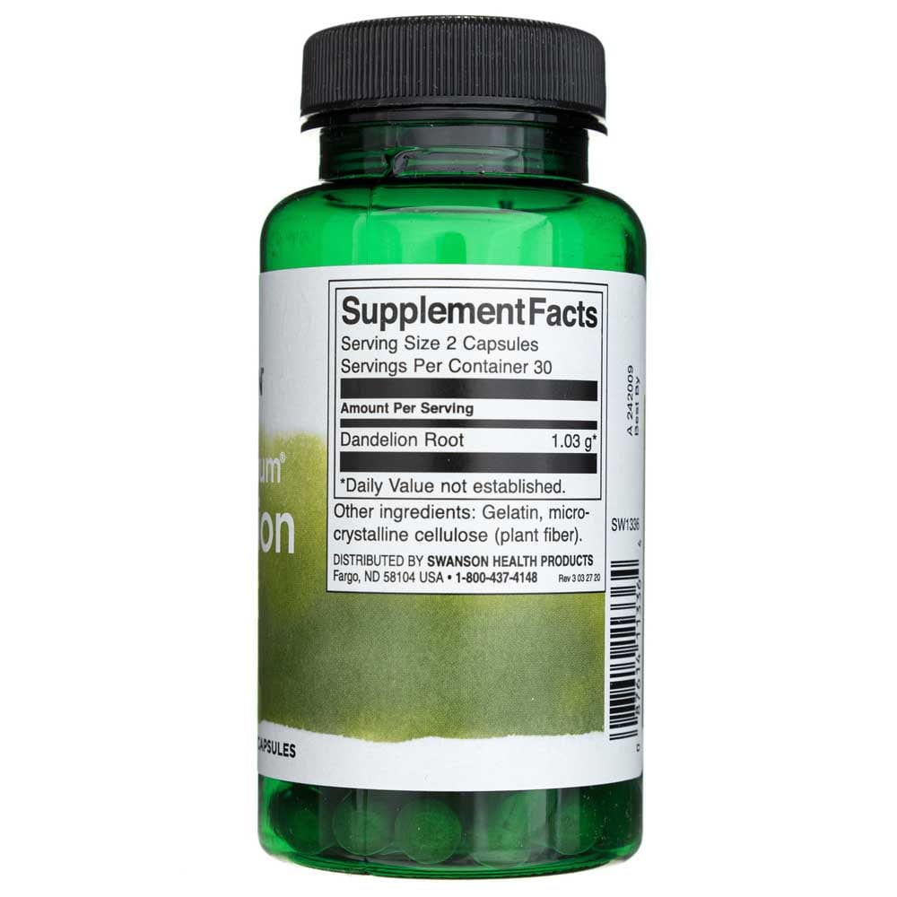 Swanson Raíz de Diente de León Espectro Completo 515 mg - 60 Cápsulas - Imagen 2