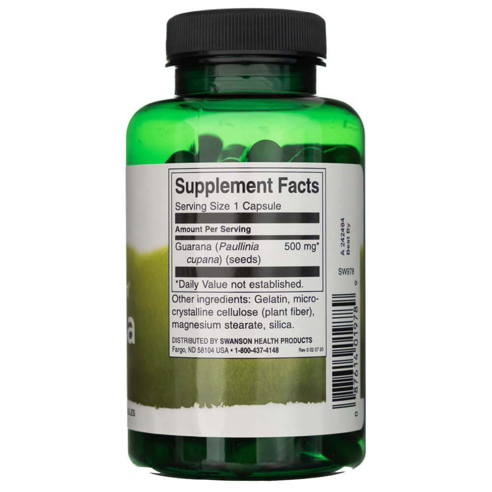 Swanson Guaraná de espectro completo 500 mg - 100 Cápsulas - Imagen 4