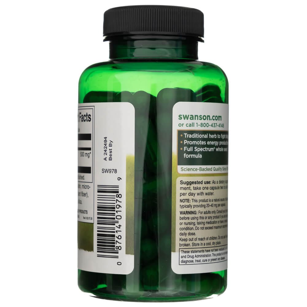 Swanson Guaraná de espectro completo 500 mg - 100 Cápsulas - Imagen 2