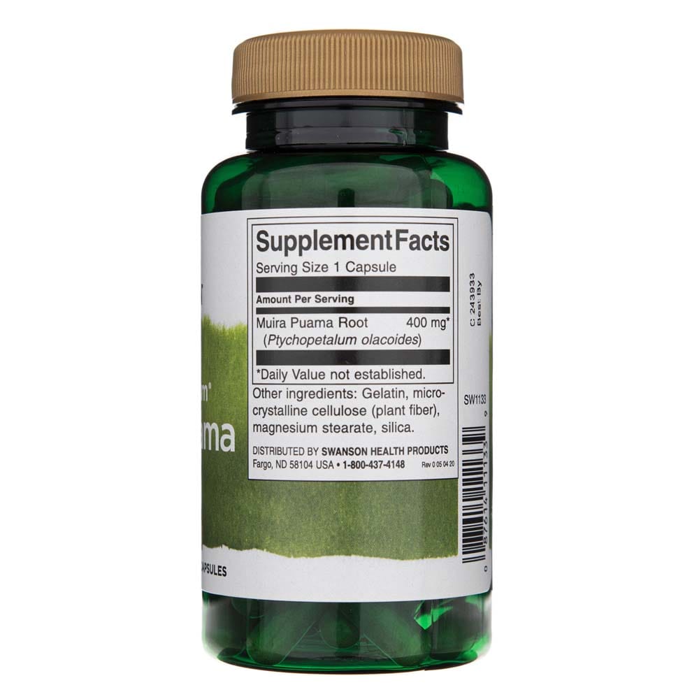 Swanson Muira Puama Espectro Completo 400 mg - 90 Cápsulas - Imagen 2