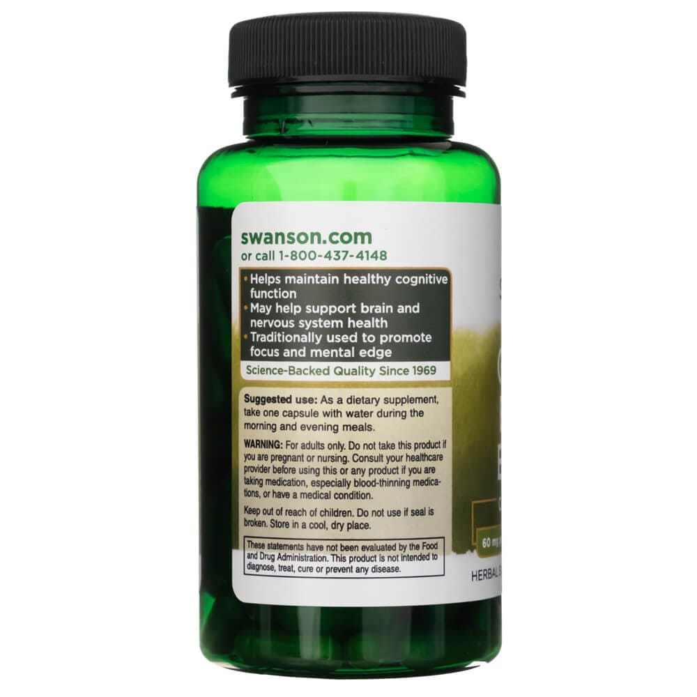 Swanson Extracto de Ginkgo Biloba 60 mg - 120 Cápsulas - Imagen 4