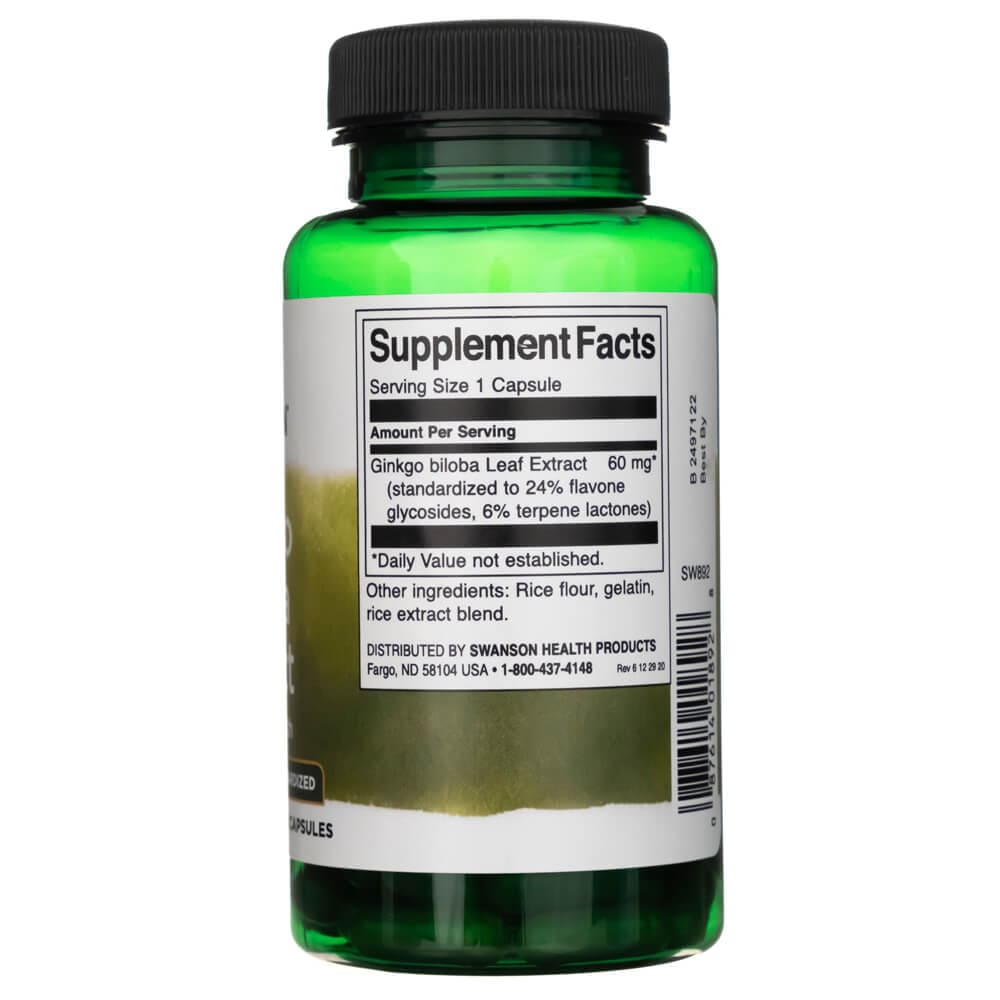 Swanson Extracto de Ginkgo Biloba 60 mg - 120 Cápsulas - Imagen 2