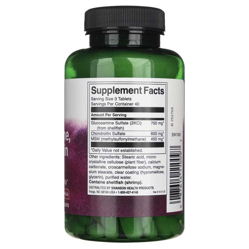 Swanson Glucosamina, Condroitina & MSM - 120 Tabletas - Imagen 2