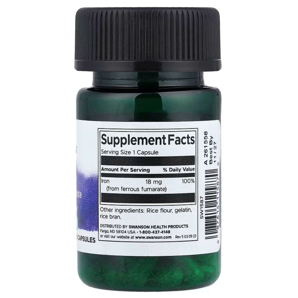 Swanson Fumarato de Hierro 18 mg - 60 Cápsulas - Imagen 2