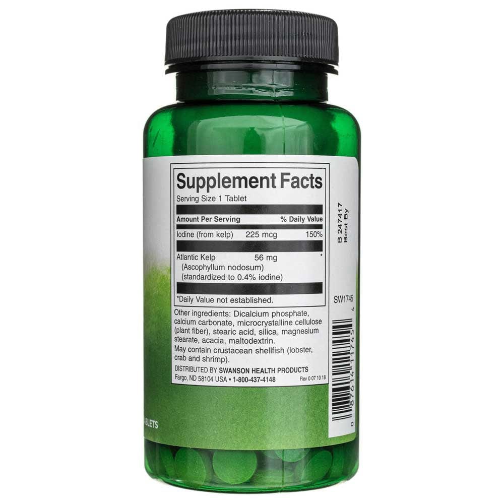 Swanson Kelp Fuente de Yodo 225 mcg - 250 Tabletas - Imagen 2