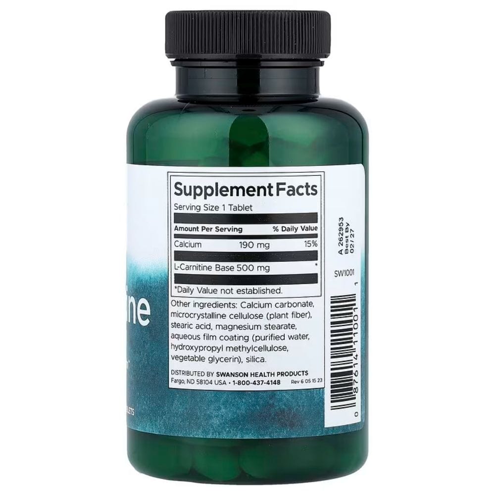 Swanson L-Carnitina 500 mg - 100 Tabletas - Imagen 2