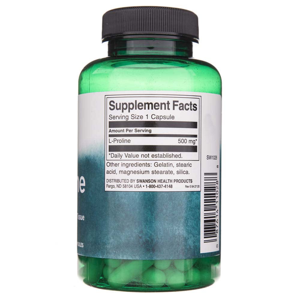 Swanson L-Prolina 500 mg - 100 Cápsulas - Imagen 2