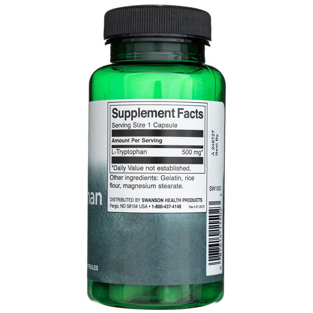 Swanson L-Triptófano 500 mg - 60 Cápsulas - Imagen 2
