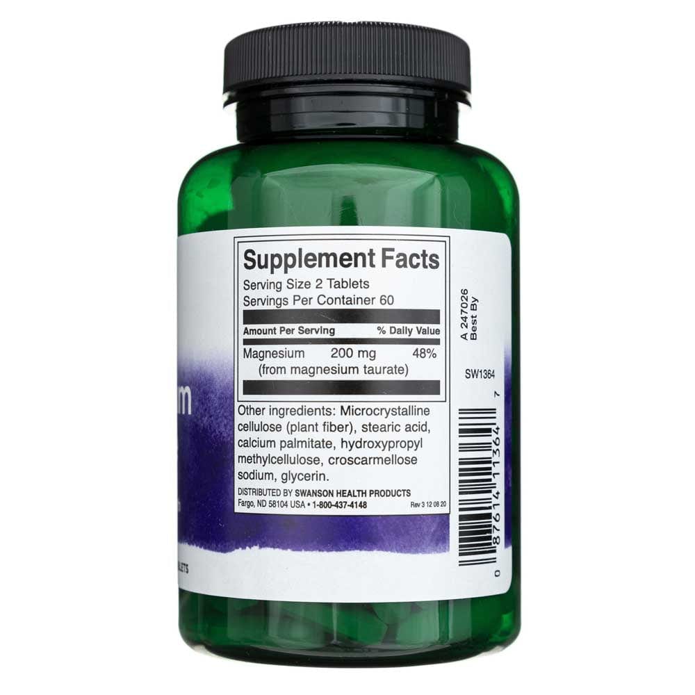Swanson Magnesio Taurato 100 mg - 120 Tabletas - Imagen 2