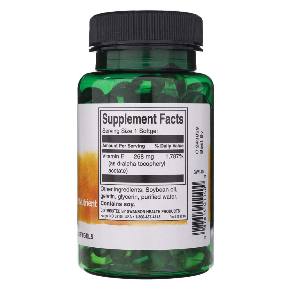 Swanson Vitamina E natural 400 UI - 100 cápsulas blandas - Imagen 2