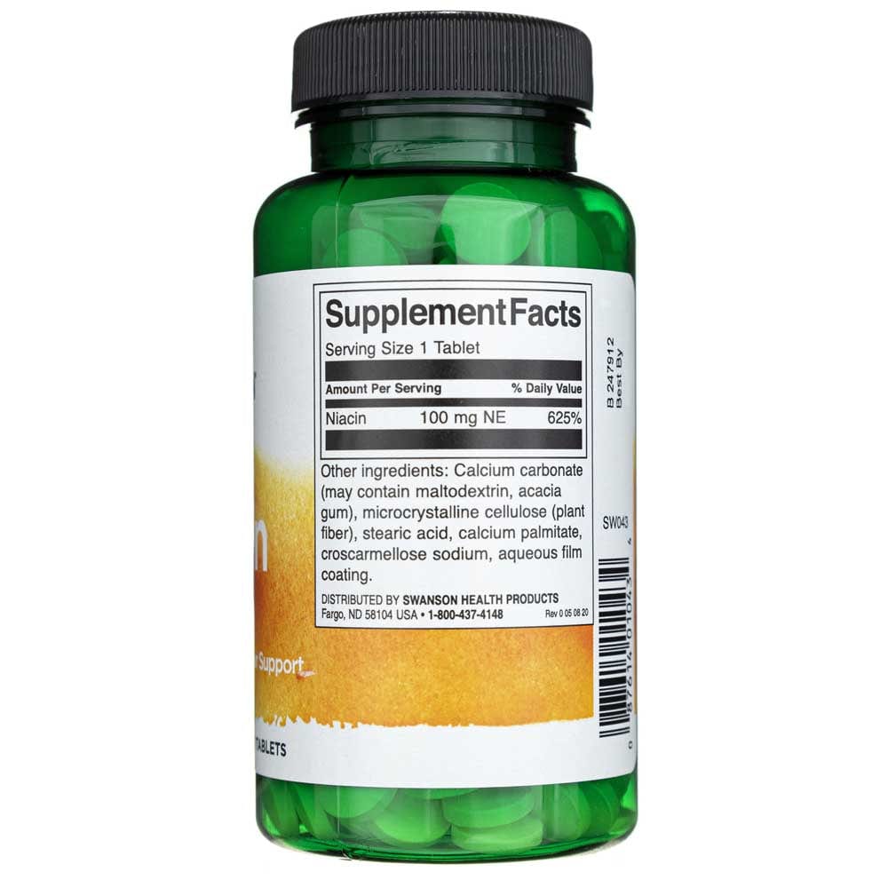 Swanson Niacina 100 mg - 250 Tabletas - Imagen 2