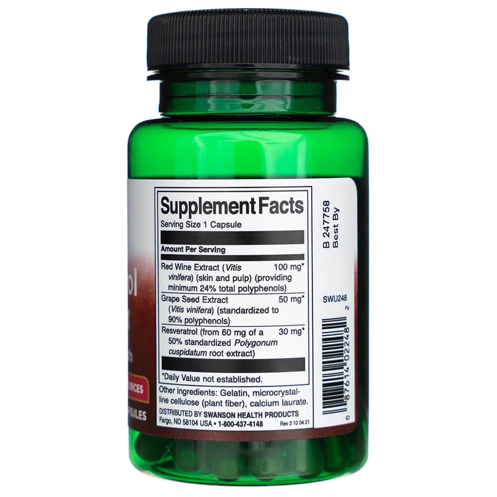 Swanson Resveratrol Complex 180 mg - 60 Cápsulas - Imagen 2