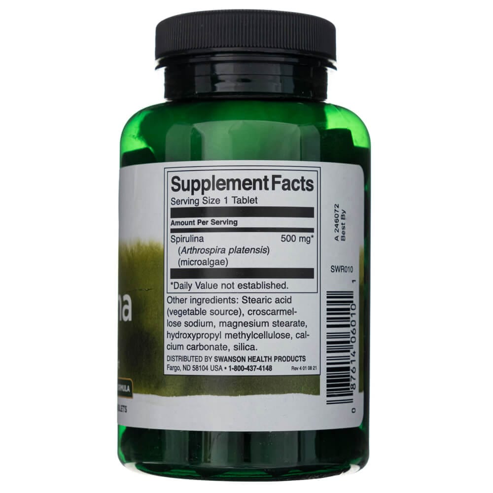 Swanson Espirulina 500 mg - 180 Tabletas - Imagen 2