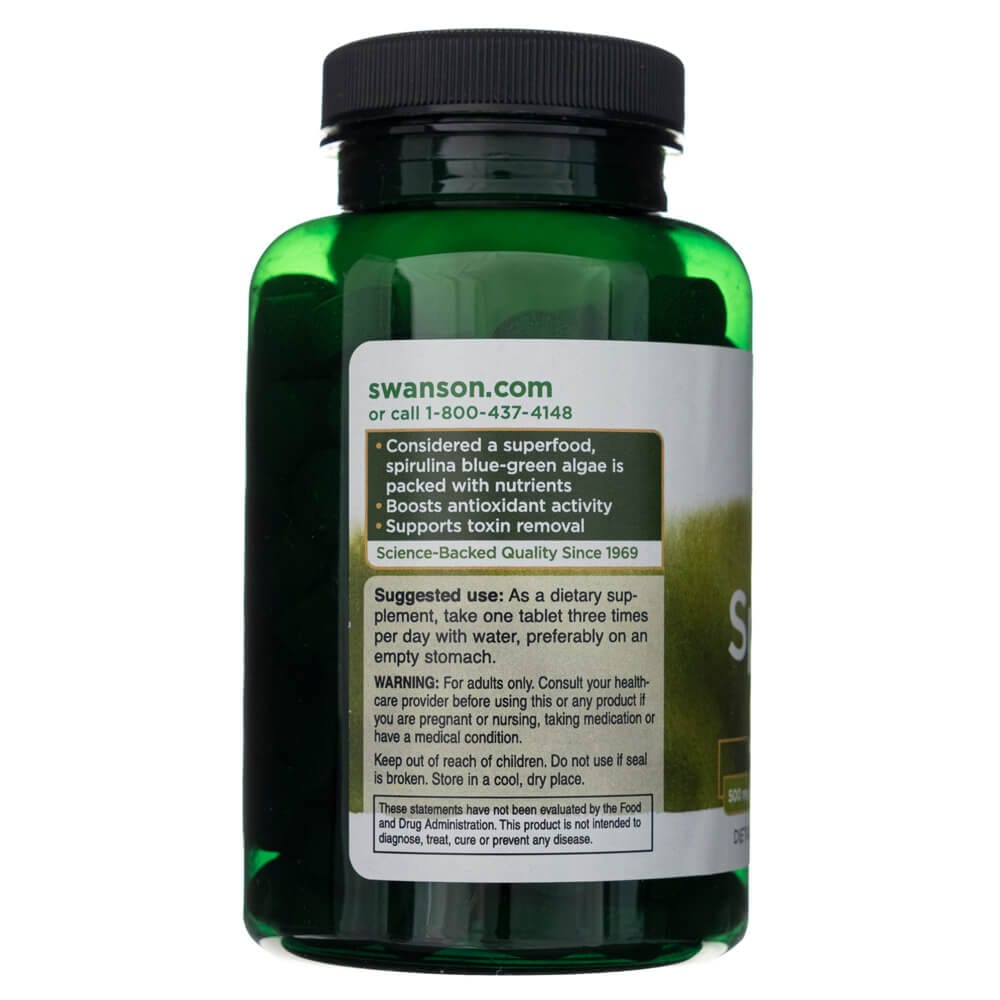 Swanson Espirulina 500 mg - 180 Tabletas - Imagen 4