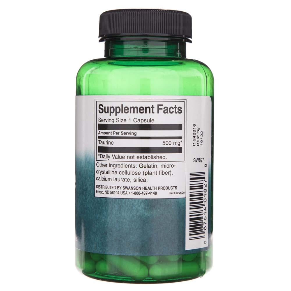 Swanson Taurina 500 mg - 100 Cápsulas - Imagen 2
