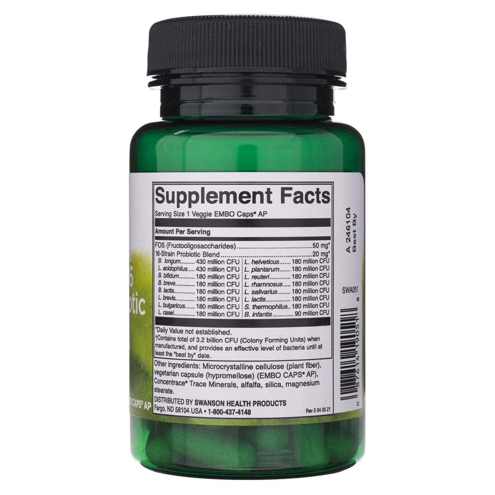 Swanson Ultimate 16 Strain Probiotic with FOS - 60 Cápsulas vegetales - Imagen 2