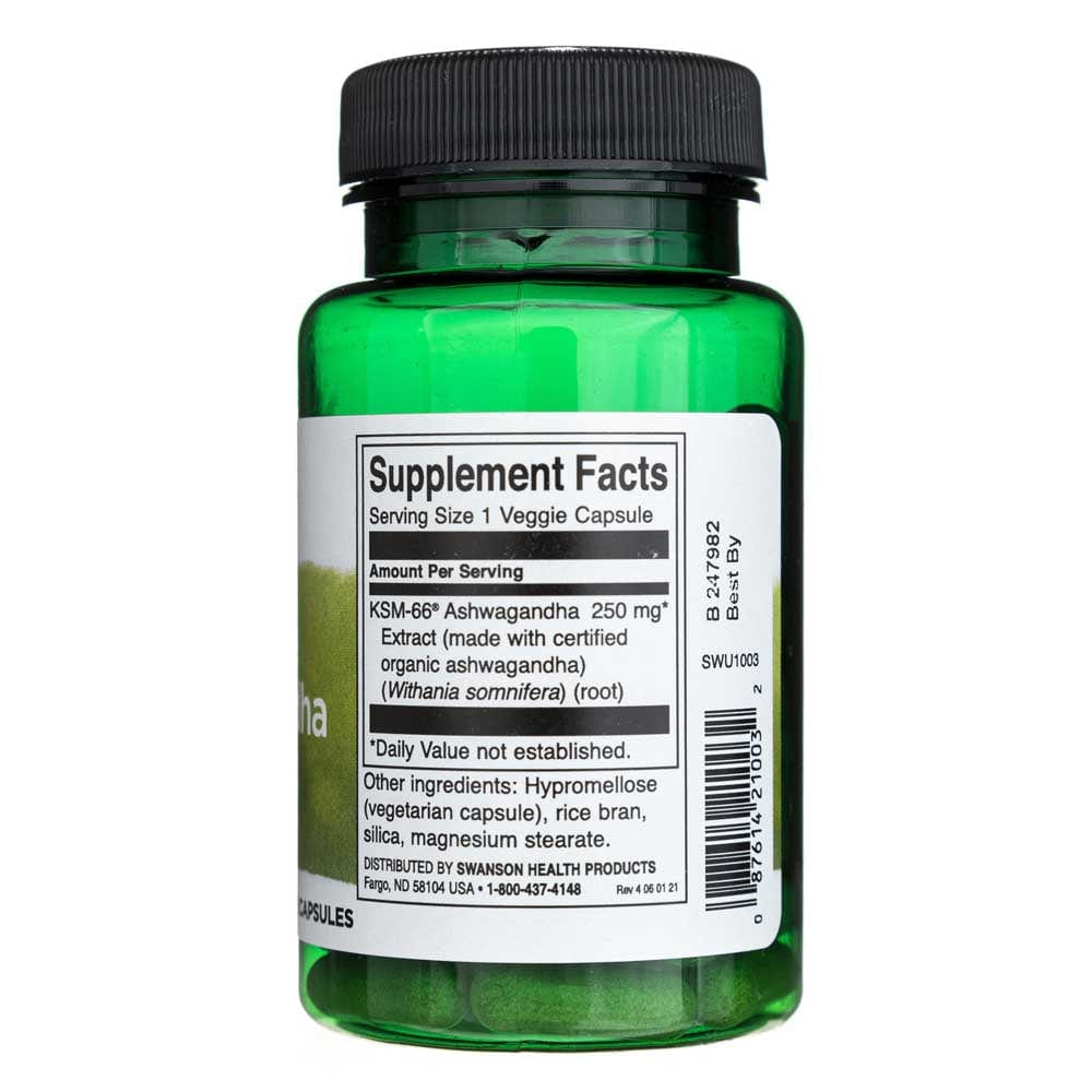 Swanson Ultimate Ashwagandha KSM-66 250 mg - 60 Cápsulas Vegetales - Imagen 2