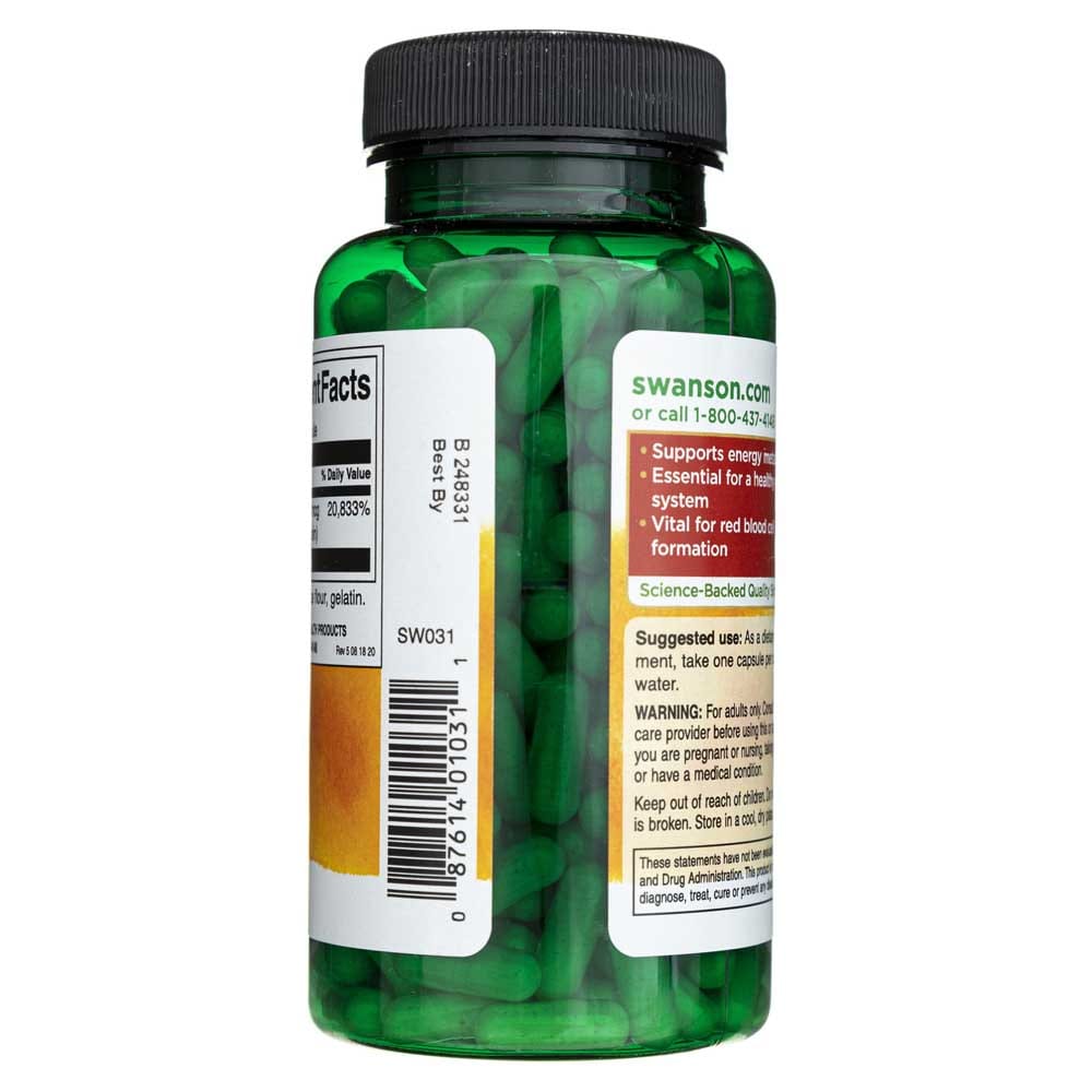 Swanson Vitamina B12 500 mcg - 250 Cápsulas - Imagen 4
