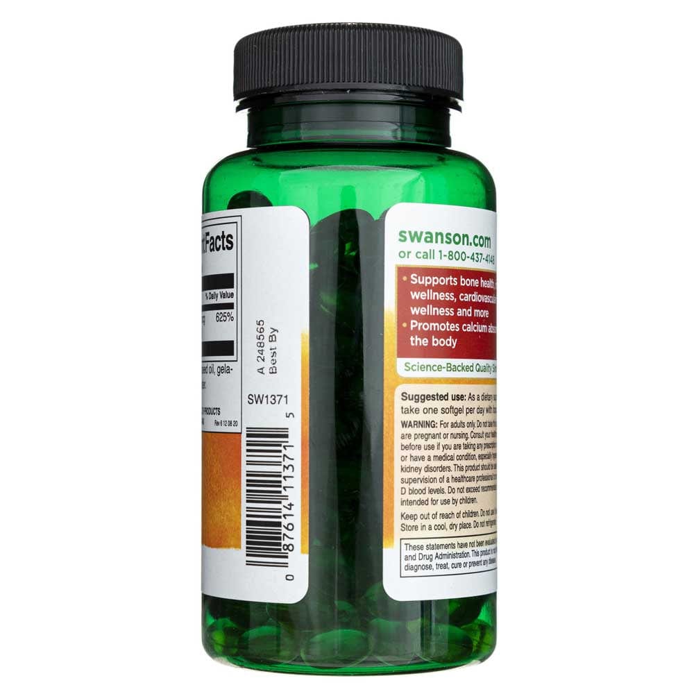 Swanson Vitamina D3 5000 UI (125 mcg) - 250 Cápsulas blandas - Imagen 4